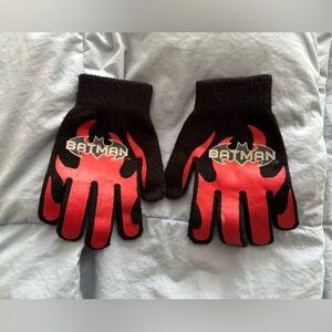 Batman Black Gloves with Red Flame Design